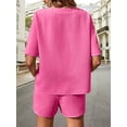 thumbnail image 6 of EASYBRAUS Women Batwing Sleeve Top and Shorts Set Summer 2025 Casual Two Piece Outfit S-XXL, 6 of 7