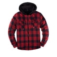 thumbnail image 5 of ZENTHAcE Chaqueta tipo camisa a cuadros con capucha y cremallera completa con forro Sherpa para hombre Rojo gris M, 5 of 5