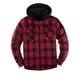 thumbnail image 5 of ZENTHAcE Chaqueta tipo camisa a cuadros con capucha y cremallera completa con forro Sherpa para hombre Rojo gris M, 5 of 5