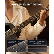 Donner Carbon X Wood Acoustic Guitar Beginner & Intermediate Learner Kits - Carbon Fiber Top, Wooden Bowl, 38 Durable Solid Guitar with Case, Strap, Steel-String, RISING-G1 (Gloss, Black)