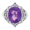 thumbnail image 5 of White Sterling Silver Ring Band Gemstone Amethyst Purple Tanzanite Round Blue Diamond, 5 of 5