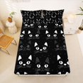thumbnail image 4 of Manfei Funny Cat King Sheets, Kawaii Graffiti Animal Bedding, Black White, 4-Piece, 1 Flat Sheet, 1 Fitted Sheet and 2 Pillowcases, 4 of 6