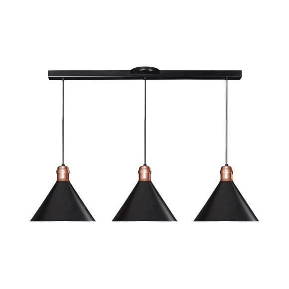 Luminario Colgante Maxxi 3 Campanas Metal Negro Copo Cobre MX-CL7020/CB/3