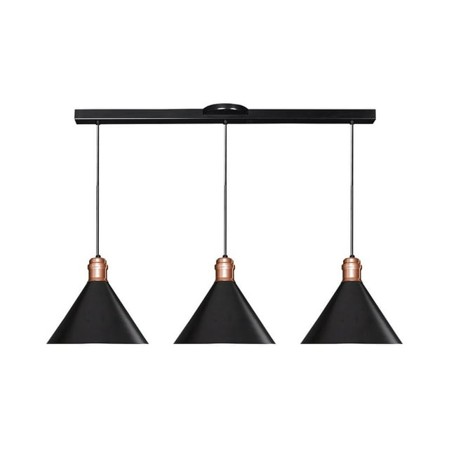 Luminario Colgante Maxxi 3 Campanas Metal Negro Copo Cobre MX-CL7020/CB/3