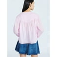 thumbnail image 3 of Scoop Women's Flowy Cotton Blouse with Long Sleeves, Sizes XS-XXL, 3 of 5