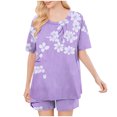 thumbnail image 4 of Conjunto de Pijama de las Mujeres de Moda Casual Color Sólido Casa Manga Corta Cuello Redondo Superior Y Pantalones, Ropa de Salón, 4 of 8