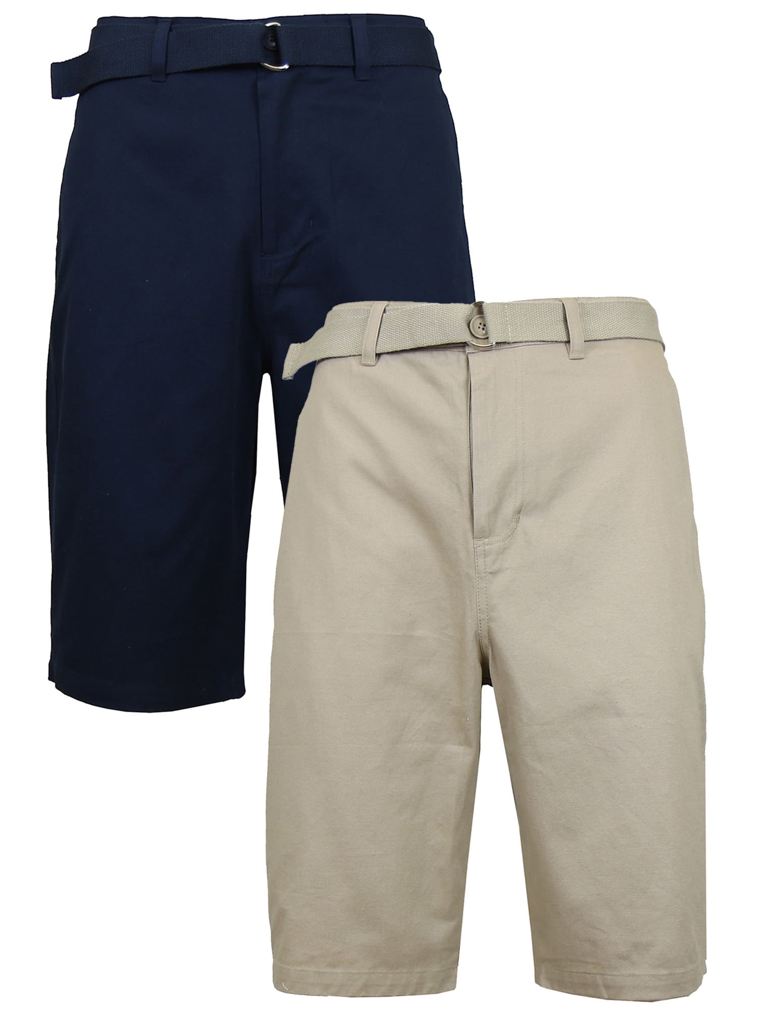 Men's Cotton Chino Shorts with Belt (Sizes 3042)(2Pack)