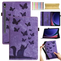 Allytech Case for Samsung Galaxy Tab S9 FE/S9 11.0" 2023 (SM-X510/X516B/X518U/X710/X716B/X718U) with Pen Holder & Card Pocket, Kickstand Multi-Angle Viewing Shockproof Soft TPU Back Cover, Purple
