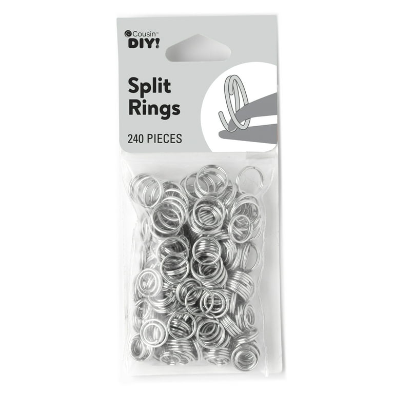Cousin DIY Metal 4mm, 6mm, and 8mm Split Rings Set, 240 Pc Pack, Silver Finish