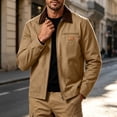 thumbnail image 3 of Men's Full Zip Jackets Fashion Patchwork Lapel Collar Coat Fall Long Sleeve No Hood Outerwear with Zip Pockets, 3 of 8