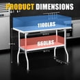 thumbnail image 2 of Folding Stainless Steel Table 48 x 24 Inch, 2-Tier Metal Foldable Work Table, 1100 LB Load Capacity, No Assembly Required, Portable Prep Table for Kitchen, Laundry, Restaurant, Camping, Garage, 2 of 7