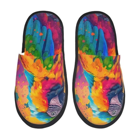 

Tideii Colorful Parrot Jungle Dream A for Home Indoor Cotton Slippers Autumn and Winter EVA Plush Slippers Household Supplies Unisex-Medium