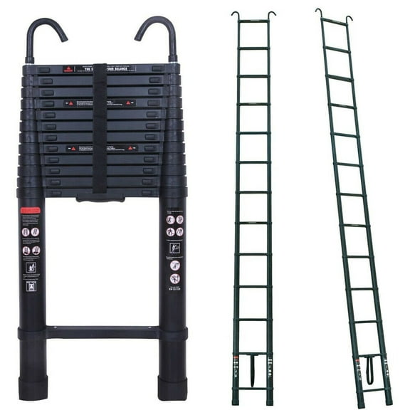 Dayplus 20.3ft/6.2M Aluminum Telescoping Ladder & 2 Detachable Hook Extension Ladder