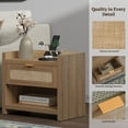 thumbnail image 6 of Surmoby Rattan Nightstand Set of 2 with Charging Station,Boho Bedside Table with USB Type C Ports & Outlets,Wood Night Stand End Table with Storage Drawers and Shelf for Bedroom Living Room,Oak, 6 of 9