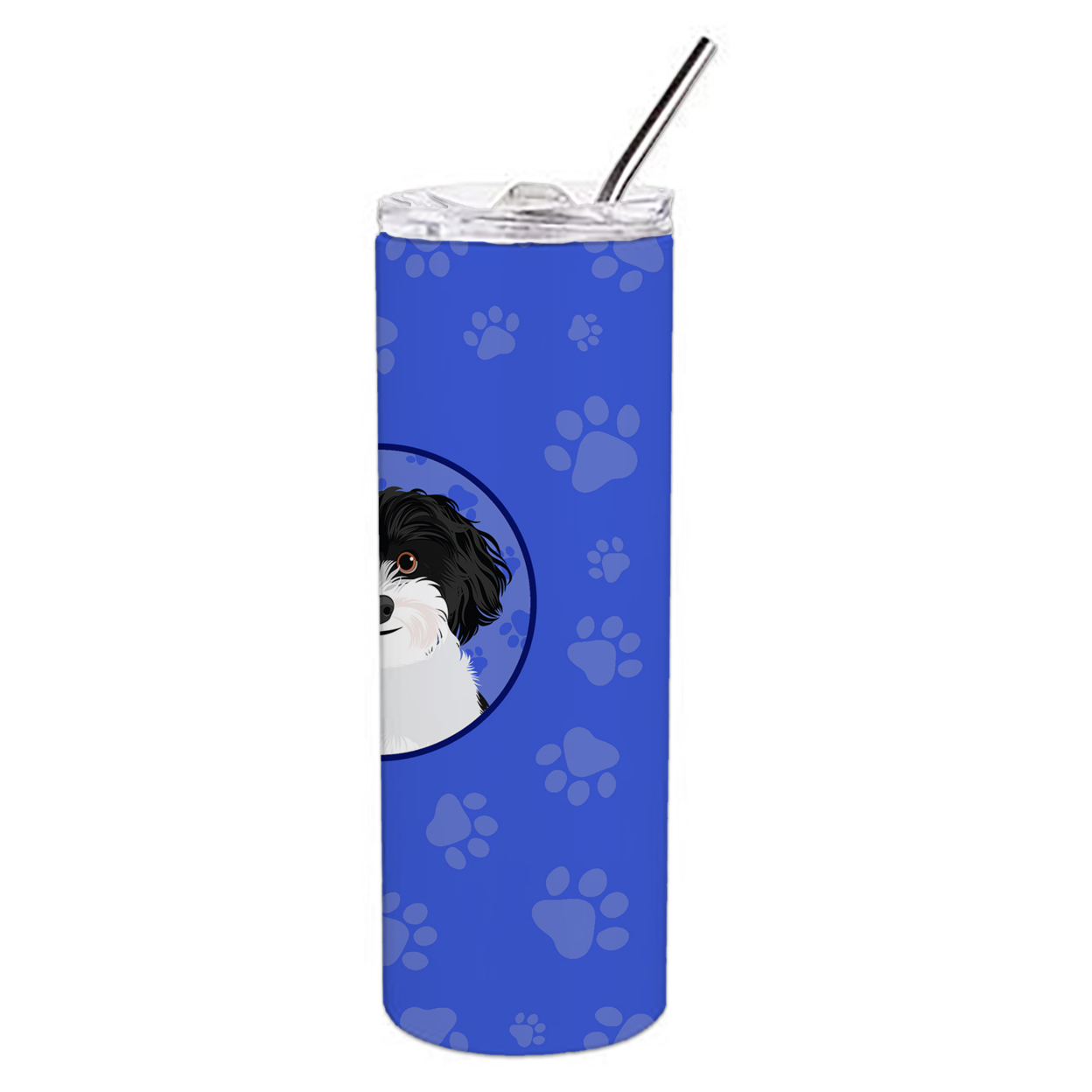 Carolines Treasures WDK1199TBL20 Shih-Tzu Black and White Design1  Stainless Steel 20 oz Skinny Tumbler Blue 20 oz
