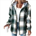 thumbnail image 3 of Camisas A Cuadros para Mujer, Chaqueta de Larga con Botones y Forro , Sudadera con Capucha, Blusa Informal de Moda. Verde S, 3 of 6