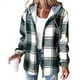 thumbnail image 3 of Camisas A Cuadros para Mujer, Chaqueta de Larga con Botones y Forro , Sudadera con Capucha, Blusa Informal de Moda. Verde S, 3 of 6
