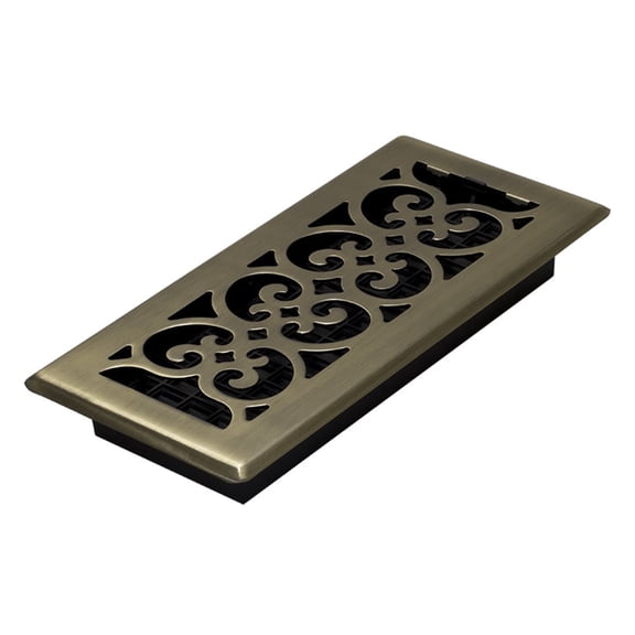 Decor Grates SPH410-A Scroll Design Floor Register, 4x10 Inches, Antique Brass Finish