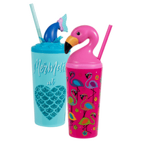 Cool Gear Fun Model Threaded Character Lid Tumblers Toppers with straw included, 18 Ounce