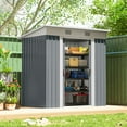 thumbnail image 2 of Outsunny 6' x 4' Metal Outdoor Storage Shed w/ Sliding Doors Grey, 2 of 10