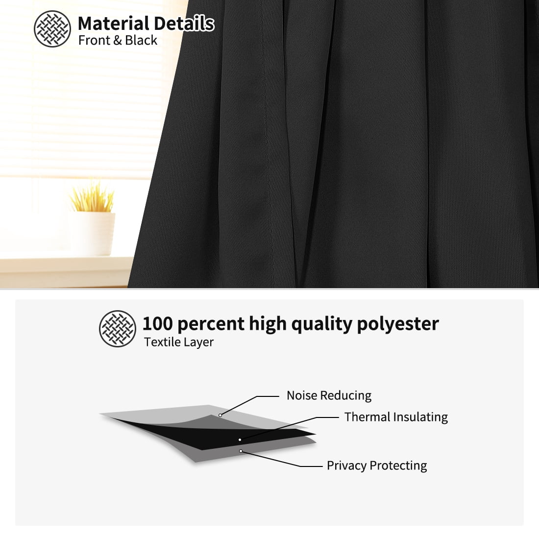 Unique Bargains Solid Window French Door Curtain Panel Black 25" x 72"