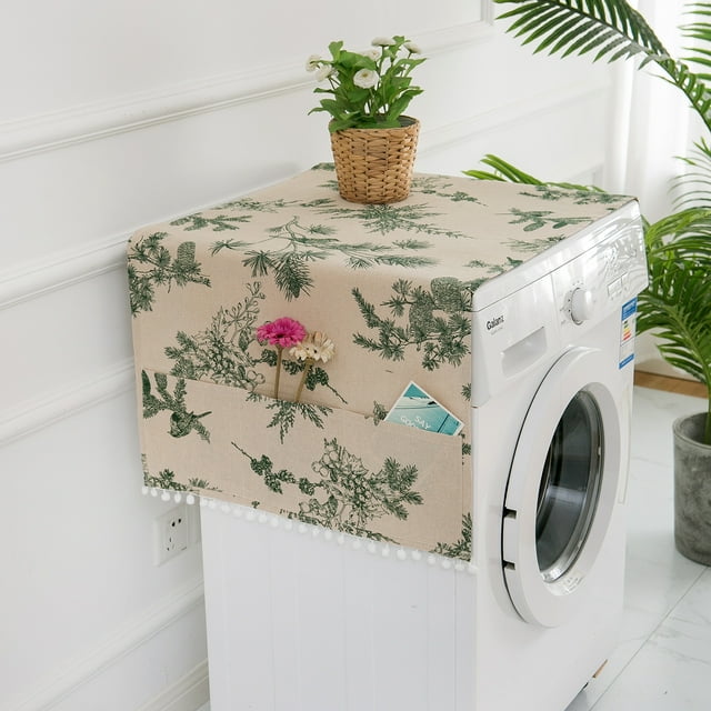 Nvzi 1 funda antipolvo para frigorífico de una o dos puertas, horno microondas de estilo rústico, funda antipolvo para lavadora de tambor de 90 * 30 cm (verde)