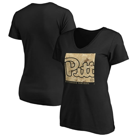 Women's Black Pitt Panthers OHT Eagle V-Neck T-Shirt