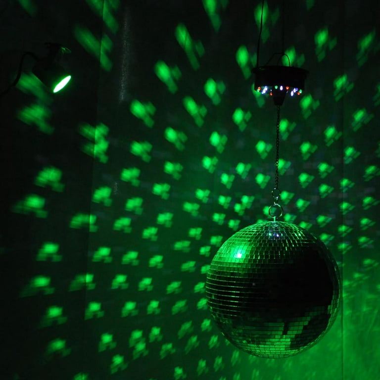Yescom 12 Mirror Disco Ball w/ Rotating Motor & 3W 3 LEDs Multi-color  Pinspot Spot Light Kit Home Party Disco