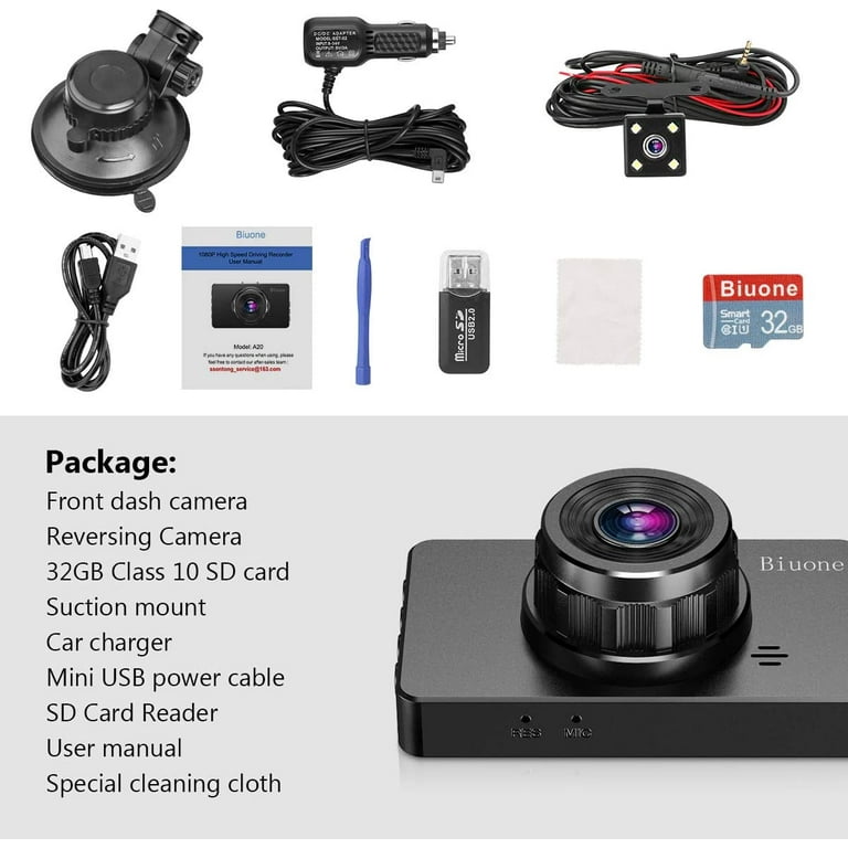Dash Cam Front and Rear, Dash Camera for Cars with 32G SD Card Super Night  Vision, 1080P FHD DVR DashCam Car Dashboard Camera with G-Sensor, Parking  Monitor, Loop Recording, Motion Detection 2023 
