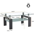 thumbnail image 3 of Rectangle Glass Coffee Table, Tea Table Modern Side Coffee Table with Lower Shelf Suitable for Living Room, 2-Tier Center Coffee Tables for Living Room, Tempered Glass Tabletop & Metal Legs (Black), 3 of 8