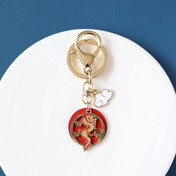 Retro Keychain Pendant with Koi Dragon Phoenix and Fairy Deer Designs Fashionable Alloy Keyring for Handbags Backpacks
