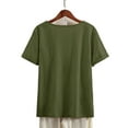 thumbnail image 3 of Enwejyy Womens Cotton Linen Button Floral Print Short Sleeve Round Neck Blouse T-Shirt Tunic Tops Plus Size M-5XL, 3 of 3