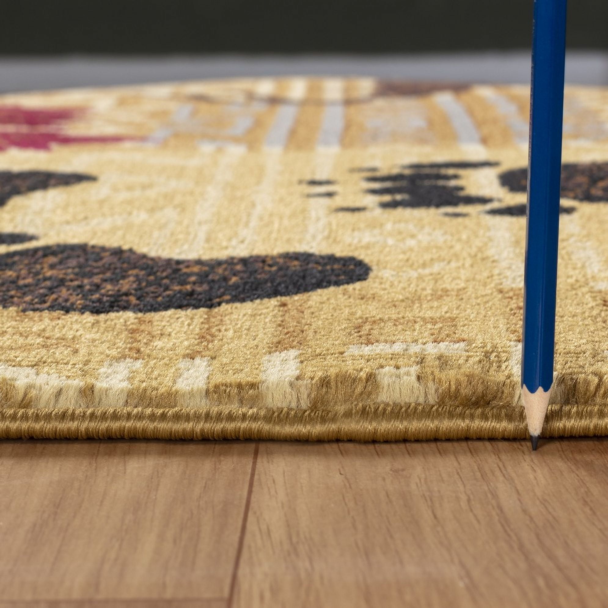Yoneston 5' x 7' Southwest Wildlife Design Accent Area Rug for Living Room, Retro Rug with Soft & Non-Slip for Bedroom Dining Room Decoration, Beige