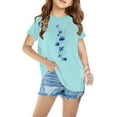 thumbnail image 2 of AJTQTH Tees for Girls Boys Kids Summer Cotton Loose Fit Clothes Outfits Unisex Cute Floral Print Tshirts Short Sleeve Round Neck Tops Shirts Blouses Blue 9 Years, 2 of 5