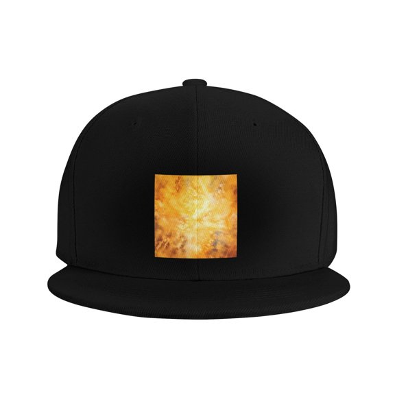 Flat Bill Visor Classic Snapback Hat Yellow Tie Dye Water Color Adjustable Baseball Cap for Men Women Black
