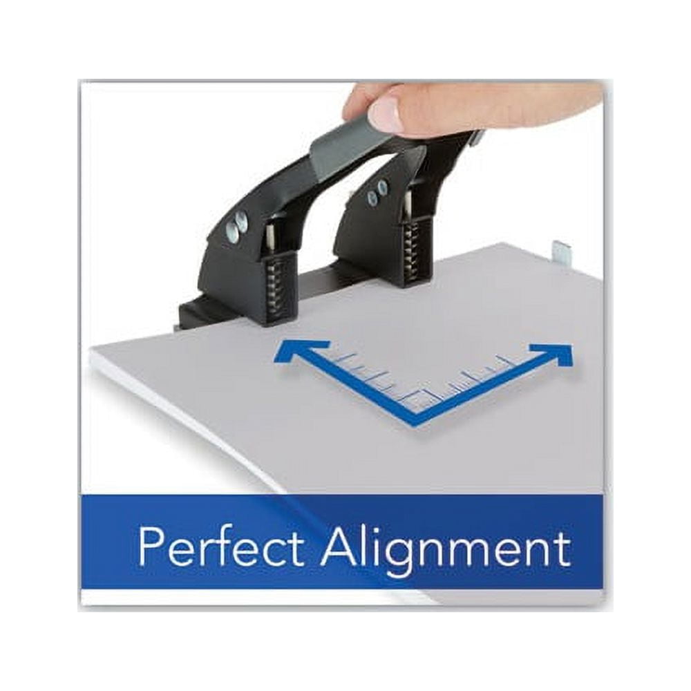 28-Sheet Comfort Handle Steel Two-Hole Punch 1/4" Holes, Black/Gray