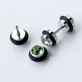 thumbnail image 5 of EHJRE 2pcs Mens Earring Ear Stud Stainless Steel Green CZ Crystal Fake Plug, 5 of 8