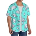 thumbnail image 4 of KLL Seashell And Starfish Print Men's Shirt Short Sleeve Button Down Summer Cuba Beach Shirts- XX-Large, 4 of 7