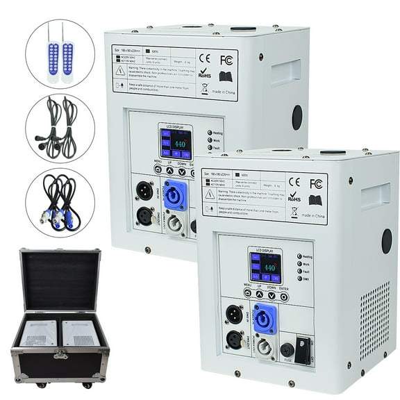 2Pack Cold Spark Machine DMX Firework Machine LCD Screen for Wedding Stage Party DJ Disco, White with Road Case