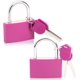 thumbnail image 1 of NOGIS Candado para equipaje con llaves, 2 unidades, candado grande para maleta, mochila, gimnasio, taquilla, joyero (42 mm, rosa), 1 of 7