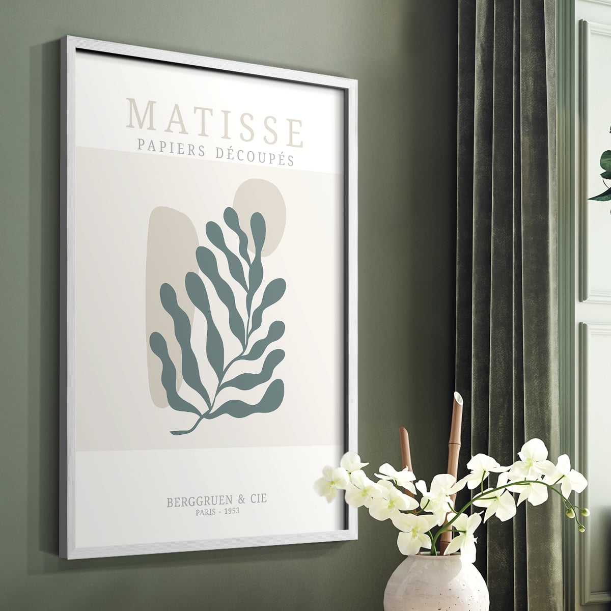 Matisse CDXXXVII in White Solid Wood Framed Print No Nail Hanging
