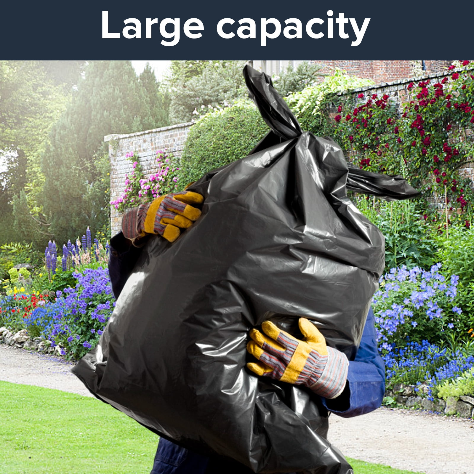 100 packs-Large 55-60 Gallons Contractor Trash Bags|3MIL|Professional Heavy Duty Garbage Bags-drum liners-MADE IN USA, Black