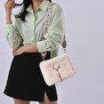 thumbnail image 5 of Bolso Bolso de hombro para mujer - Bolso de mano con asa superior para axilas de color sólido de felpa (Beige), 5 of 5