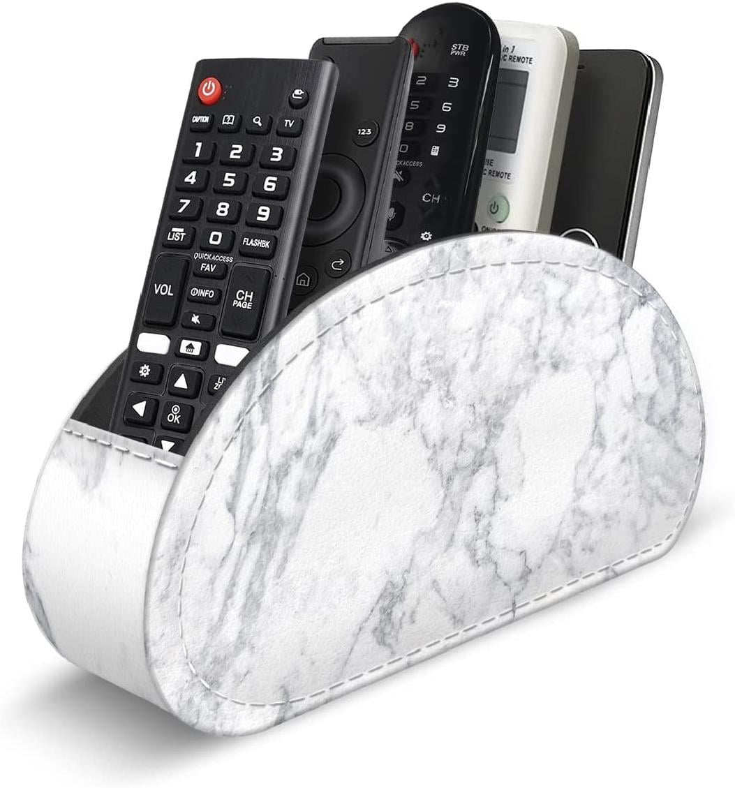 Remote Control Holder with 5 Compartments PU Leather Remote Caddy Box