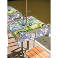 thumbnail image 2 of Outdoor Tablecloth with Umbrella Hole for Patio/Picnic/Party/Camping, Blue Purple Floral Waterproof Table Cloth Square Cover Washable, Spring Hydrangea Flower Truck Green Plaid (60"x 60"), 2 of 8