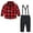 Red-A, variant on Toddler Kids Clothes Lattice Pattern Print Shirts Overalls Suit