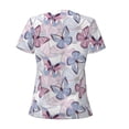thumbnail image 3 of Uemuo Butterflies in Pastel Drawing Women's Deep V-Neck Low Cut Tops - Casual Loose Fit with Stainless Steel Loop, Soft, Breathable, Perfect for Office, Travel, and Daily Wear-Large, 3 of 5