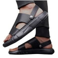 thumbnail image 7 of Flat Heel Slippers for Men 2025 Flat Heel Breathable Open Toe Summer Trendy Solid Color Slip-on Footwear Causal Summer Dressy Beach Shoes Black 6.5, 7 of 7