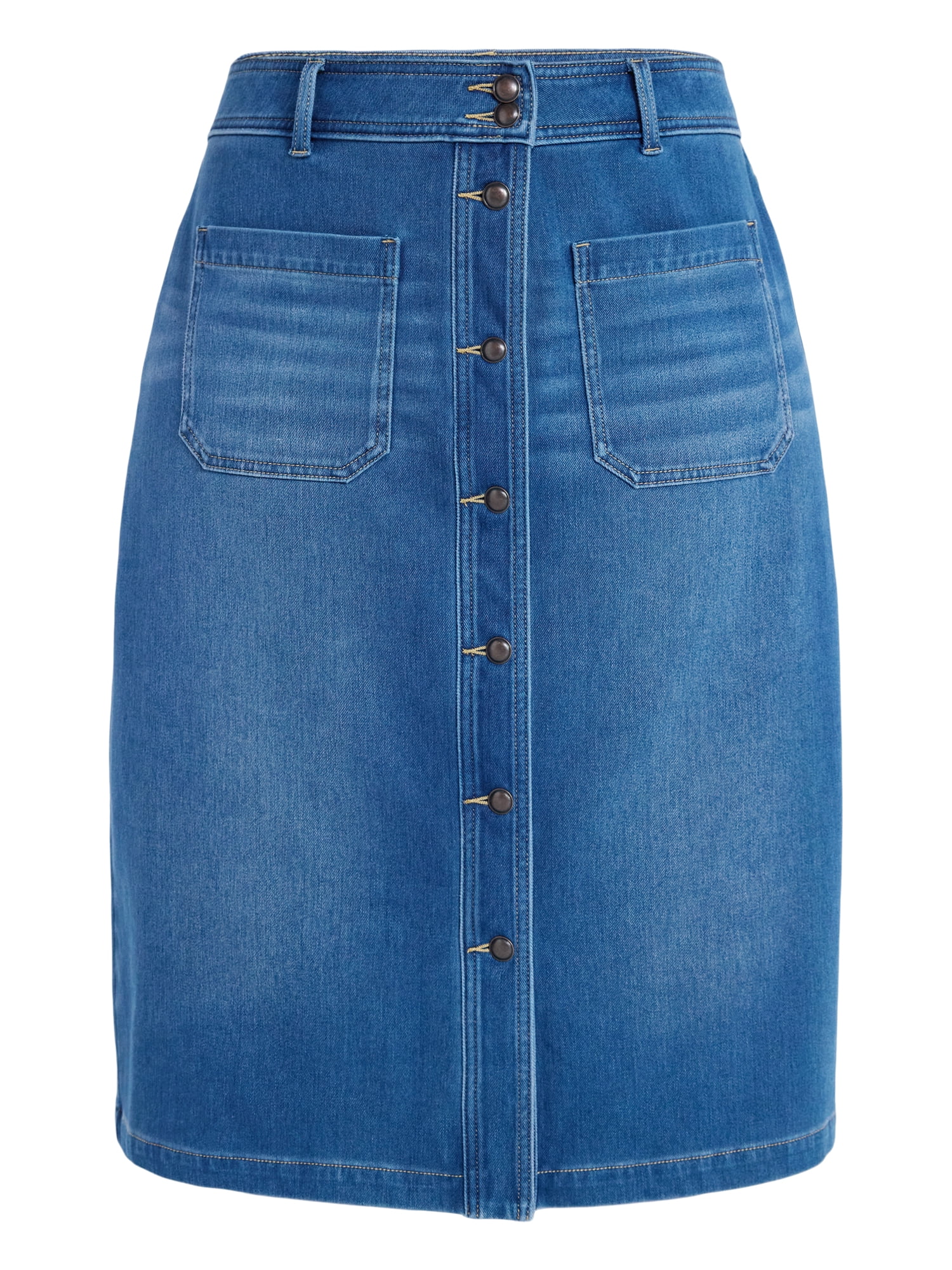 Terra & Sky Women's Plus Knit Denim Skirt, 30" Skirt Length, Sizes 16W-24W