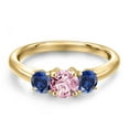 thumbnail image 3 of Gem Stone King 10K Yellow Gold Pink Lab Grown Diamond and Blue Created Sapphire Engagement Ring for Women | 1.00 Cttw | Round 5MM | Gemstone April Birthstone | Size 8, 3 of 6